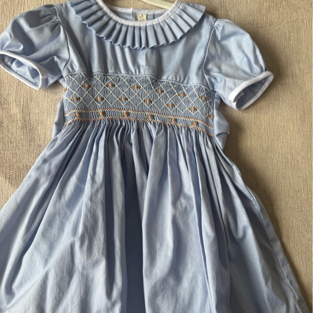 Smocked dress blue
